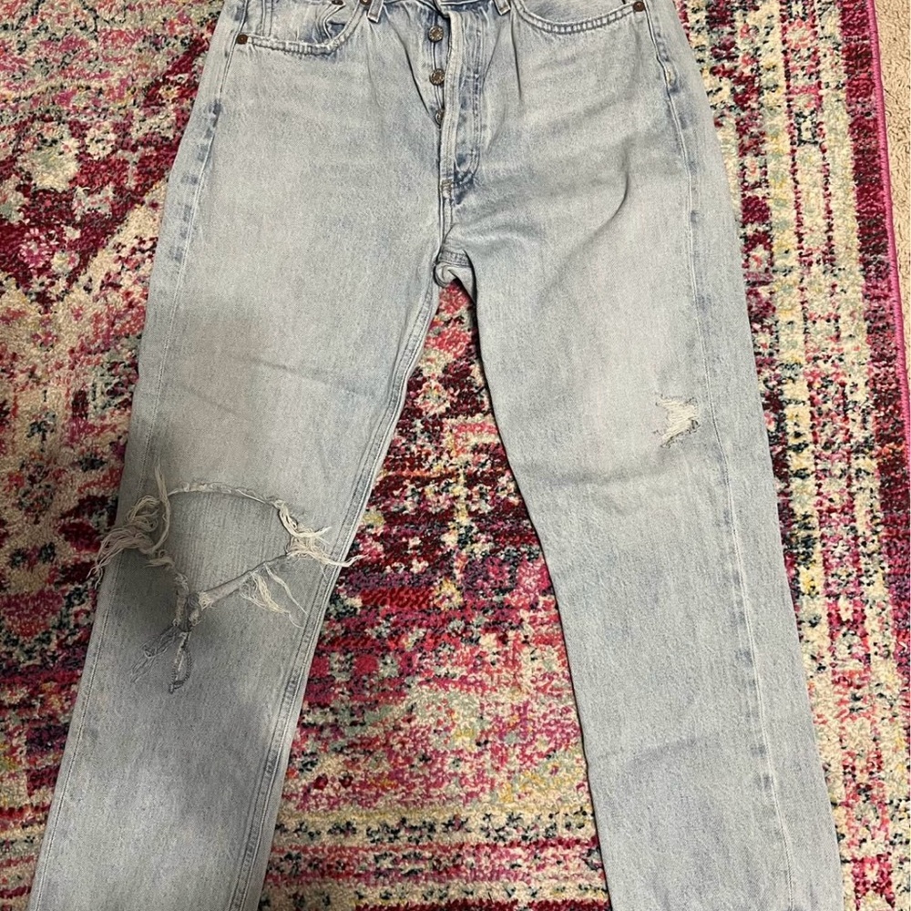 Agolde Light Blue Distressed Women Jeans